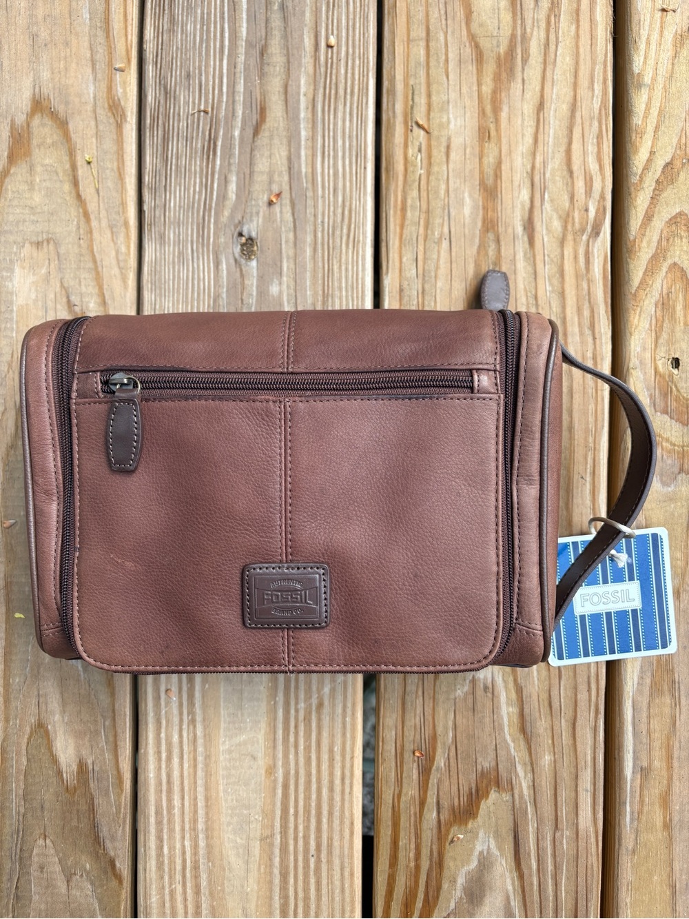 fossil - leather shaving kit/toiletry bag